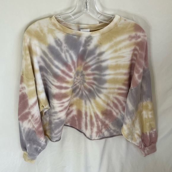 X Project Social T Women’s Crop Sweater Tie Dye Pullover Crewneck S - Picture 6 of 15